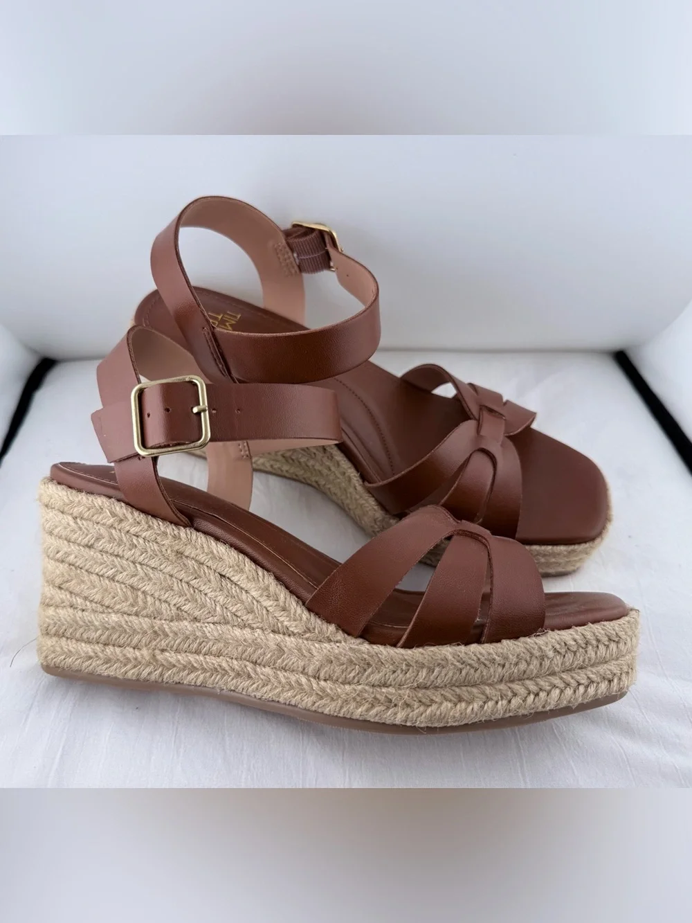 Time and Tru Brown Strappy Ankle-Buckle Sandals